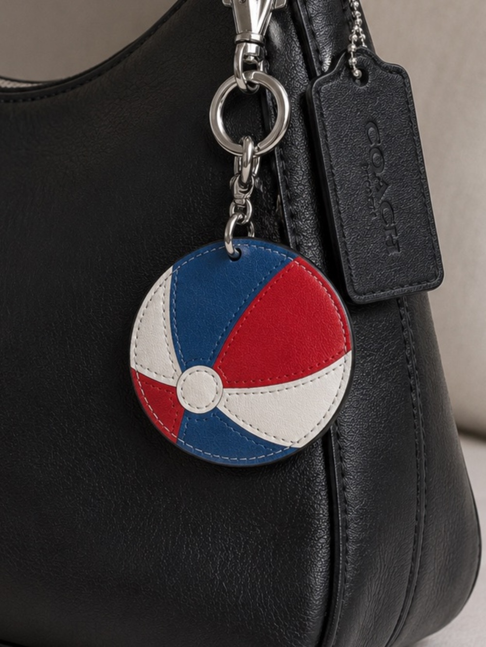 Coach Beach Ball Leather Bag Charm / Keychain NWT